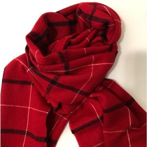 Gap Cozy Plaid Scarf Red, Black & White